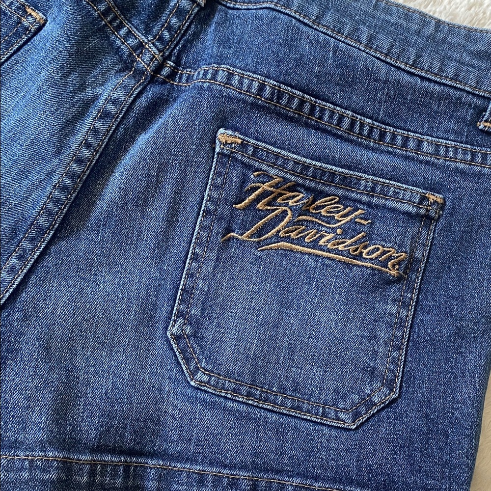 SZ 10 Harley Davidson Dark Blue Denim Women's Mini Shorts - Picture 8 of 8